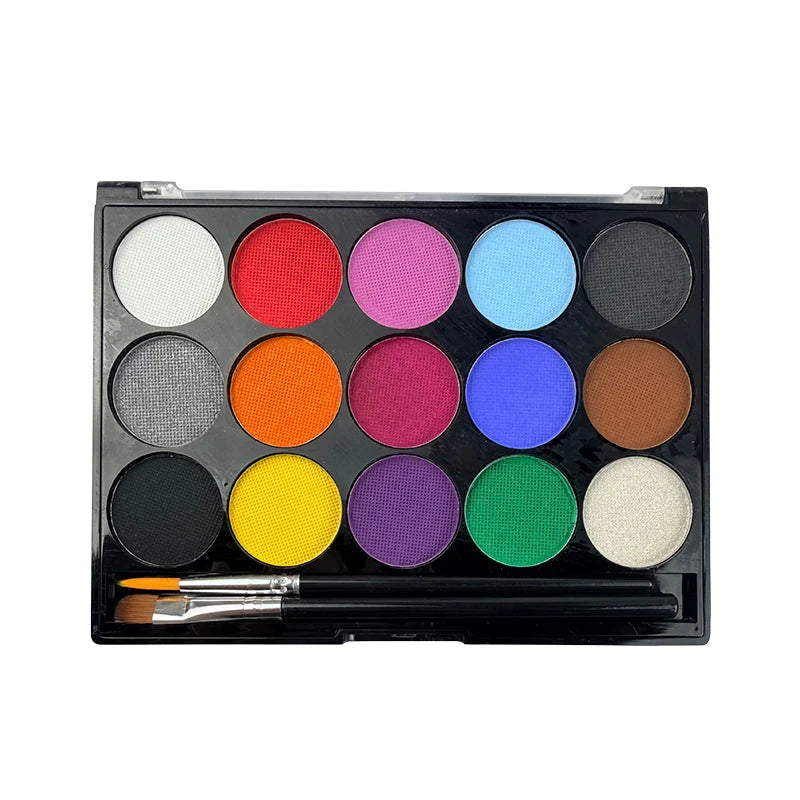 15 Colors Face Painting Palette Body Makeup Non Toxic Water Based Paint With Brush For Christmas Halloween Party Body Graffiti