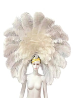The Stardust Dionysia – Elegant Faux Fur & Rhinestone Samba Carnival Headdress