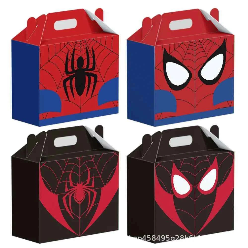 New Spider Man Cartoon Party Gift Box Handle Spider Web Printed Candy Gift Packaging Festival Party