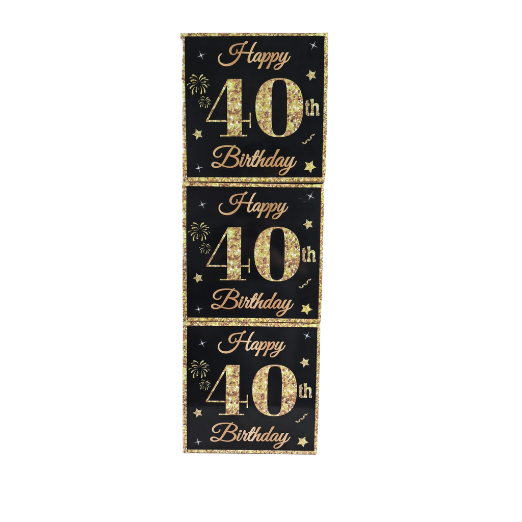 40th Birthday Party Gold Black Birthday Number Paper Box Banner Balloons Birthday Party 40 Year Old Birthday Party Decoration