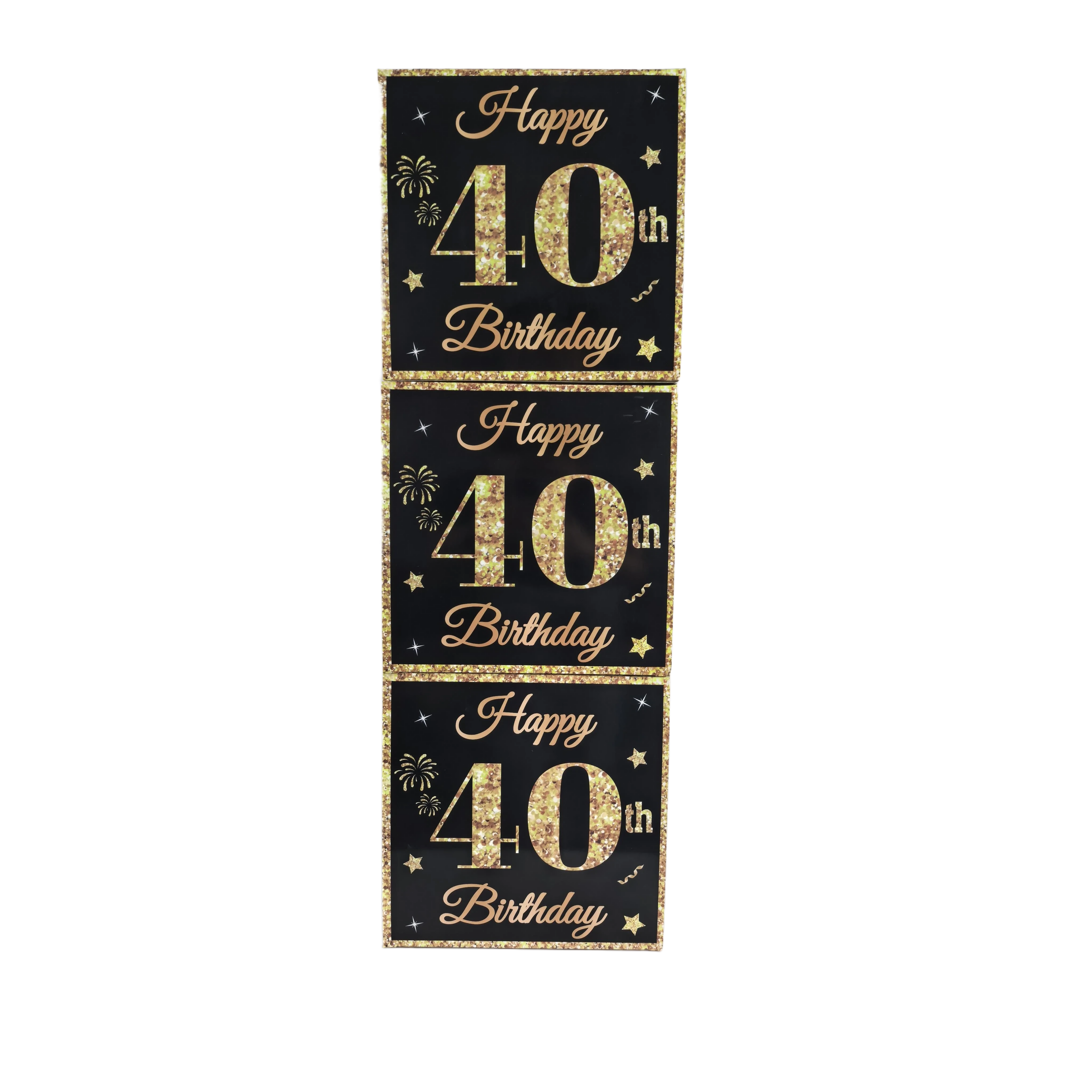 40th Birthday Party Gold Black Birthday Number Paper Box Banner Balloons Birthday Party 40 Year Old Birthday Party Decoration
