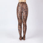 Oil Glossy High-Stretch Satin Pencil Pants & Leopard Print Leggings