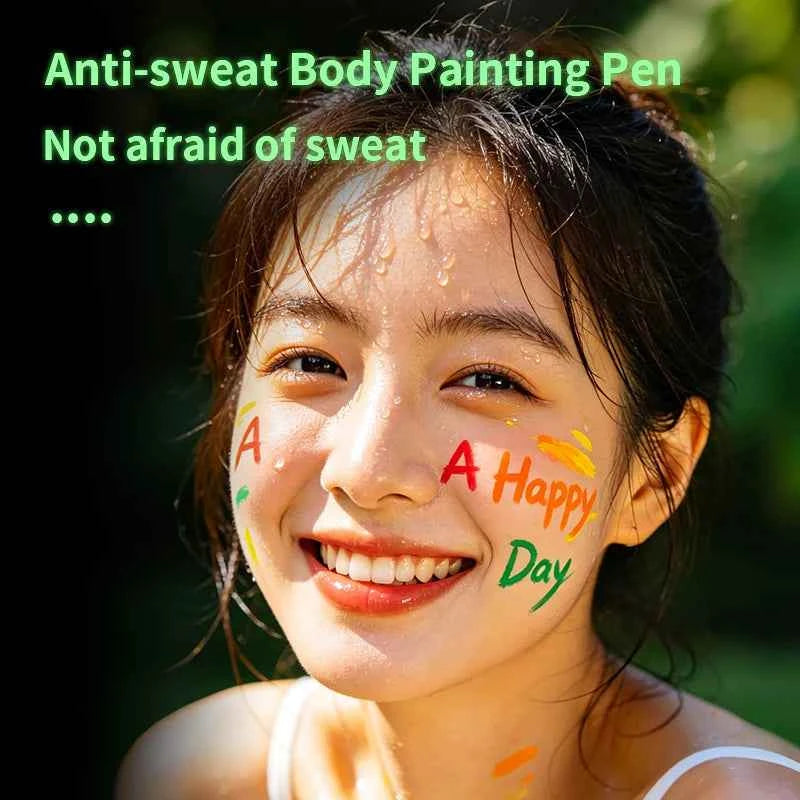 Skin Painting Face Paint For Beginners ，Human Body Graffiti,12PCS Face Paint Marker Pens DIY Drawing Soft Brush Non-toxic
