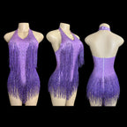 Women's Rhinestone Fringe Dance Bodysuit