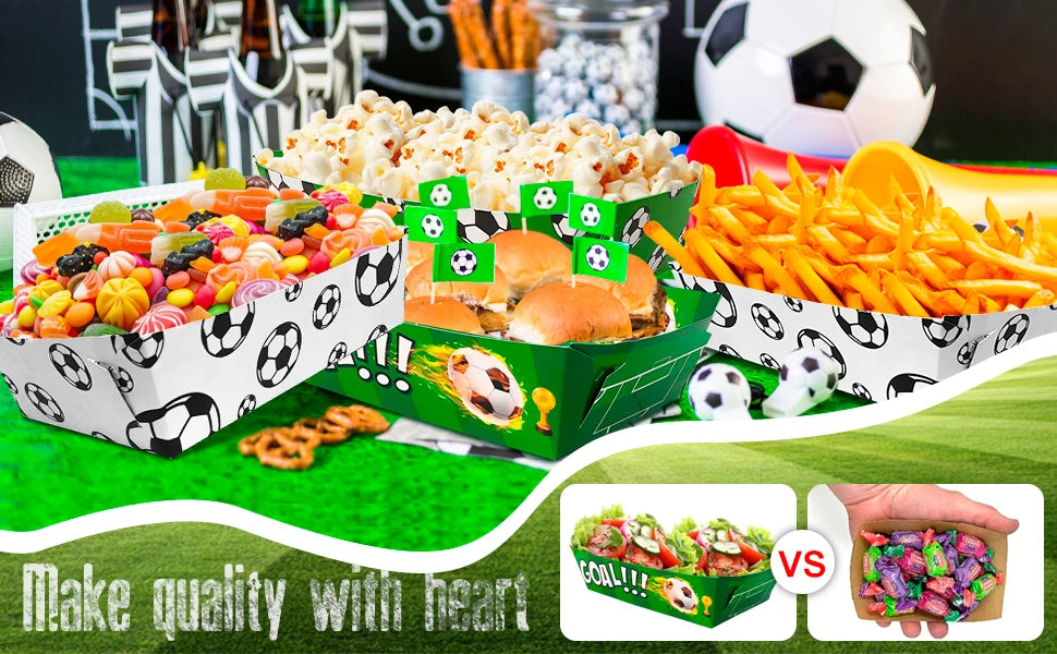 36 Pcs Soccer Party Favors Large Soccer Plates Paper Trays Serving Tray Soccer Party Nachos Food Boats Disposable Soccer Bowls - Big Tim's Magic Emporium