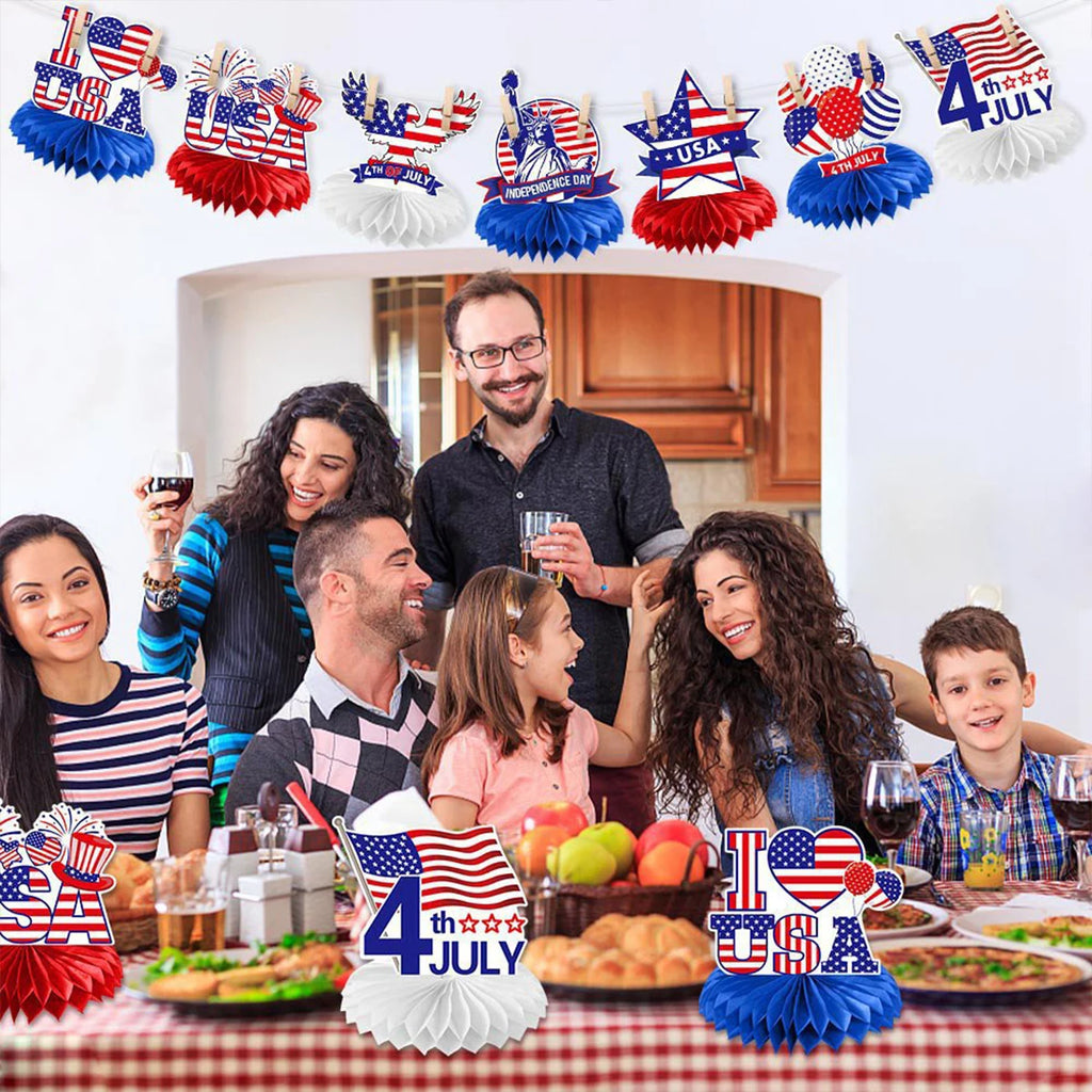 4th of July Table Centerpiece Patriotic Honeycomb Centerpieces Table Decorations Independence Day 250th Anniversary Party Decor