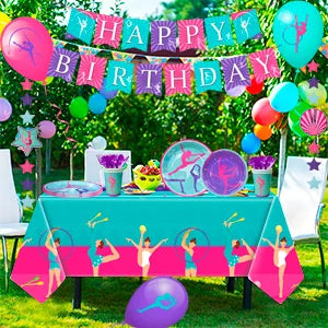 Gymnastics Birthday Party Supplies,78pcs Gymnastics Party Decorations&Tableware Kit Gymnastics Decorations for Birthday Party - Big Tim's Magic Emporium