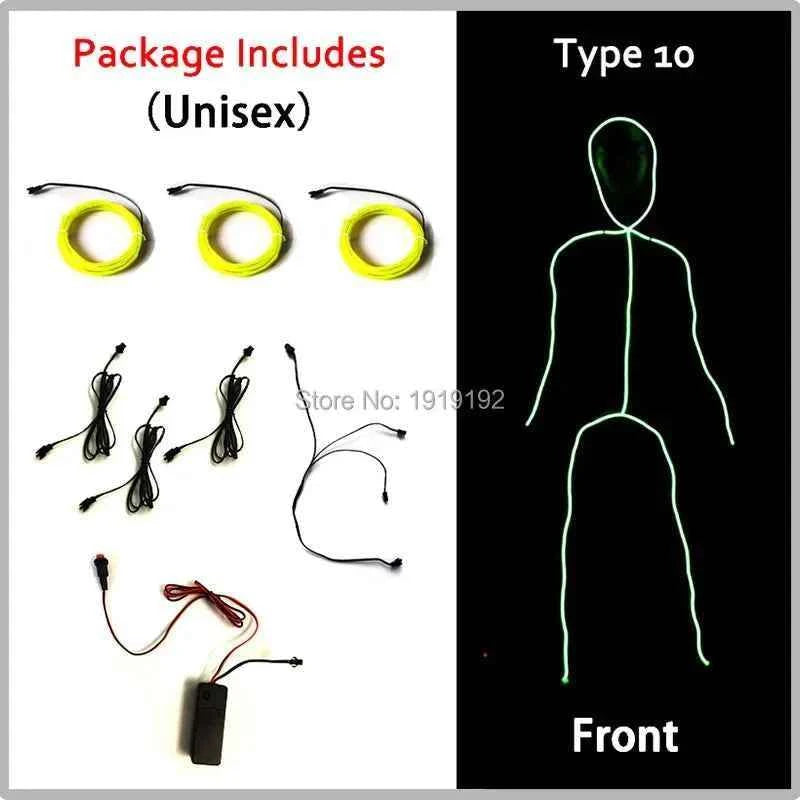 DIY Performance Dance LED Costume Materials Neon Light EL Wire Set Luminous Costumes DIY Materials Dance Talent Show Supplies