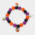 Halloween Theme Charms Wood Stretch Bracelet by Madeline Love