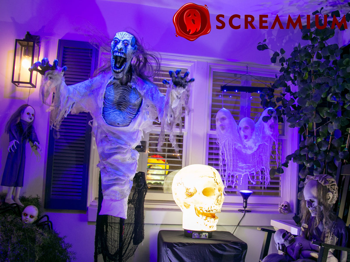 Giant Skull Animatronic Lamp Prop 20-Inch-Tall Heavy Duty Polyresin Halloween Decoration
