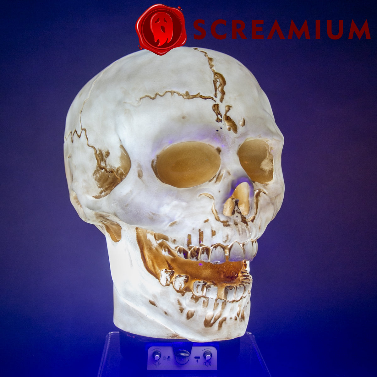Giant Skull Animatronic Lamp Prop 20-Inch-Tall Heavy Duty Polyresin Halloween Decoration