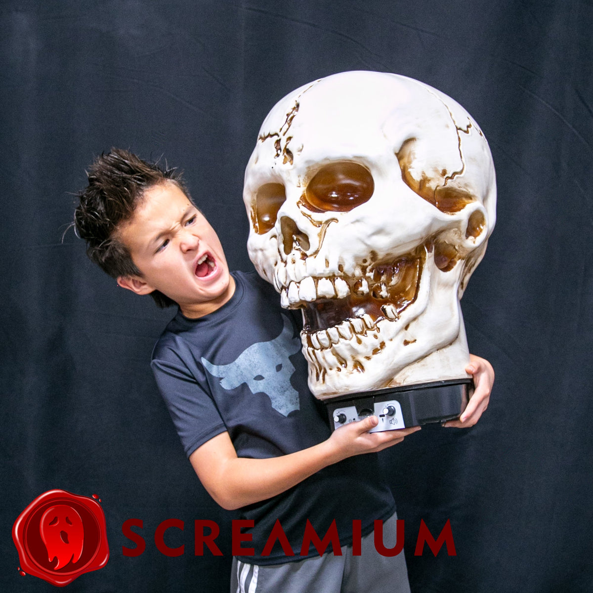 Giant Skull Animatronic Lamp Prop 20-Inch-Tall Heavy Duty Polyresin Halloween Decoration