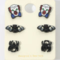 3Pairs - Halloween Clown Bat Spider Stud Earring Set by Madeline Love