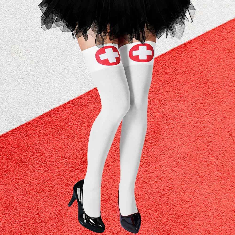 Nurse Halloween Costume Tight High Stockings by Madeline Love
