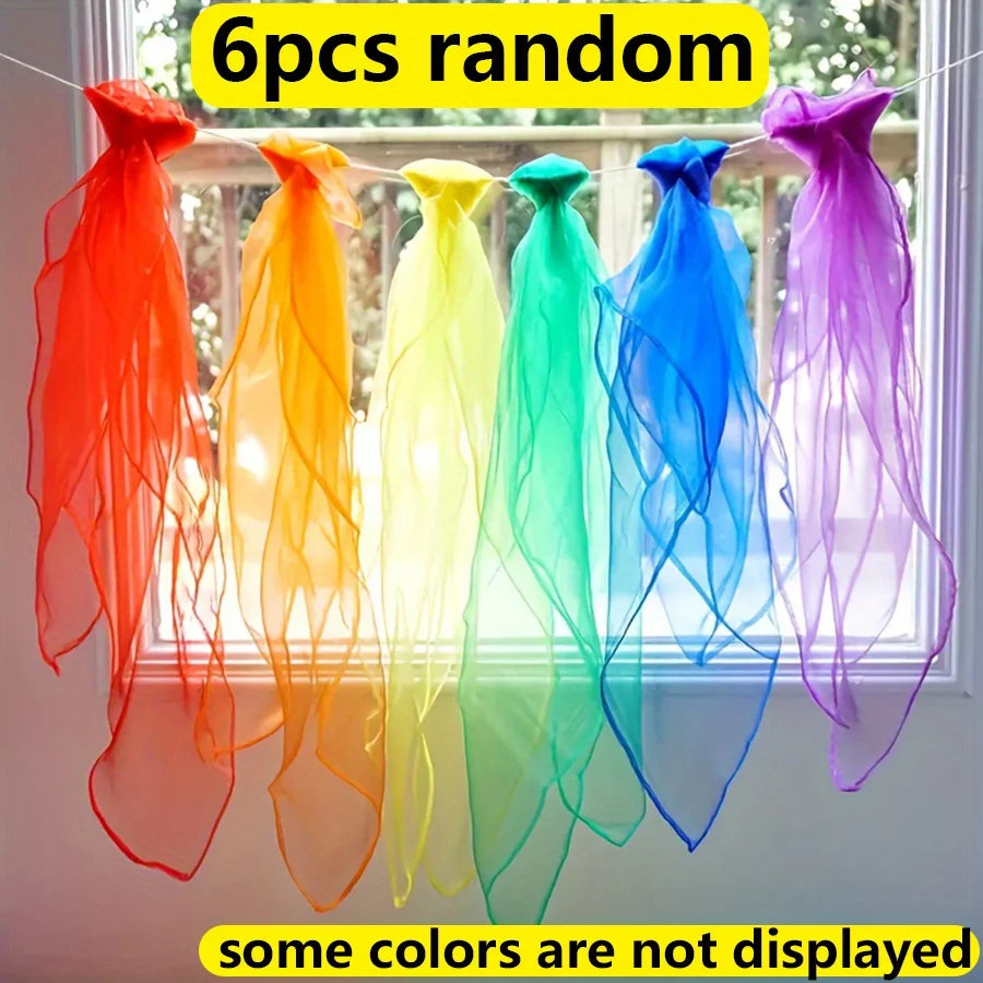 6pcs Vibrant Square Juggling Scarves Silky Dance Gym Props for Parties Festivals Lightweight Durable Assorted Colors Gift JXB