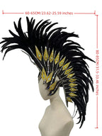 The Stardust Dark Empress – Premium Black Feathered Carnival & Gogo Headdress