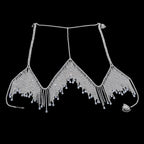 Rhinestone Tassel Bikini Chest Chain - Sexy Bohemian Beach Body Jewelry in Gold & Silver