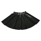 Gothic PU Leather PVC Shiny Flared Pleated Mini A-Line Skirt