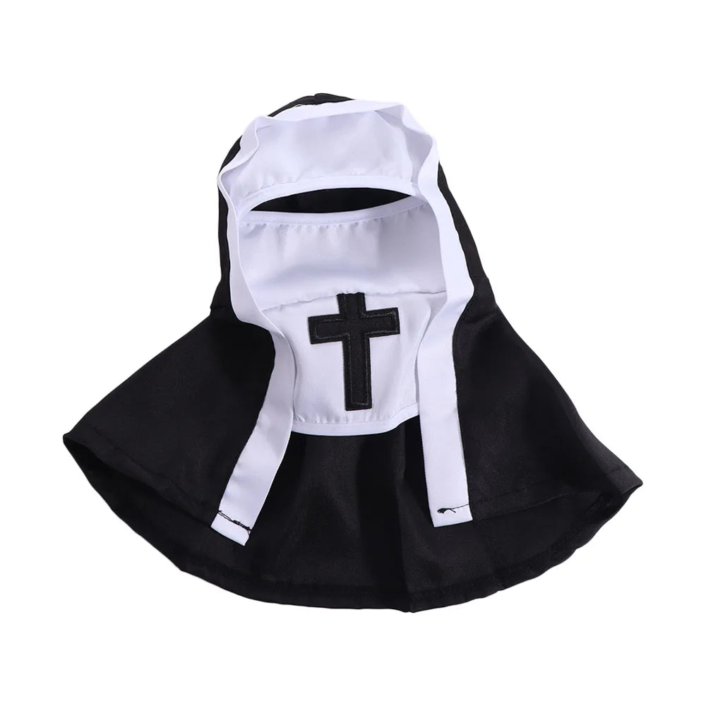 Cat Puppy Pet Nun Cloak Role Play Soft Pet Cat Halloween Costumes Black/white Breathable Cat Cosplay Costume Sets Cosplay Dress
