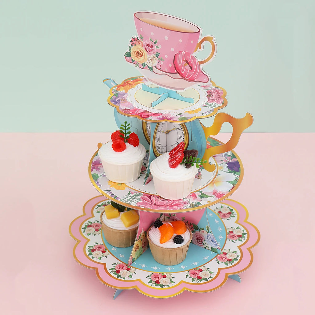 Pink Tea Party Cake Stand Birthday Party Decoration Kids Baby Shower Party Supplies Wedding Table Decor Afternoon Tea Party - Big Tim's Magic Emporium