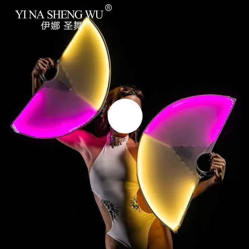 LED Luminous Fans Stage Show Props Jazz Dance Creative Multi-color LED Luminous Semicircle Fan Bar Nightclub Atmosphere Props