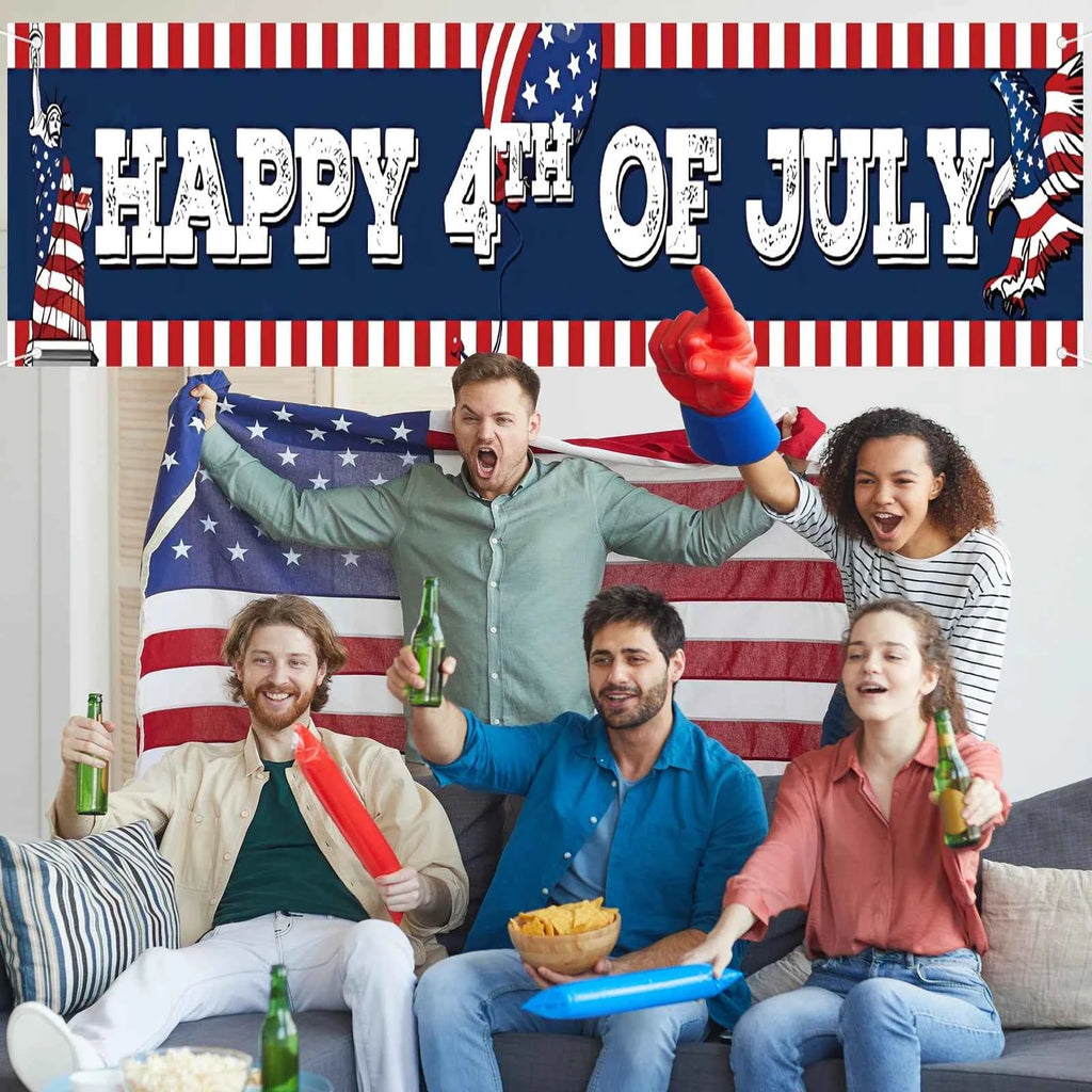 Happy 4th of July Banner, America Independence Day Banner,July 4th Decorations for Outside | 4th of July Party Decorations
