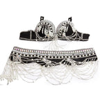 Dazzling Tribal Oriental Belly Dance Beaded Bra & Belt 2-Piece Costume Set