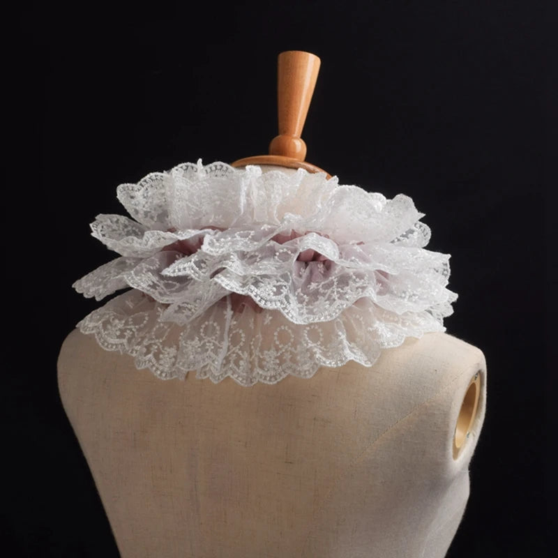 Victorian Collar Ruffle Neck Ruff Vintage Lace Clown Collars Tie Cosplay Accessories - Big Tim's Magic Emporium