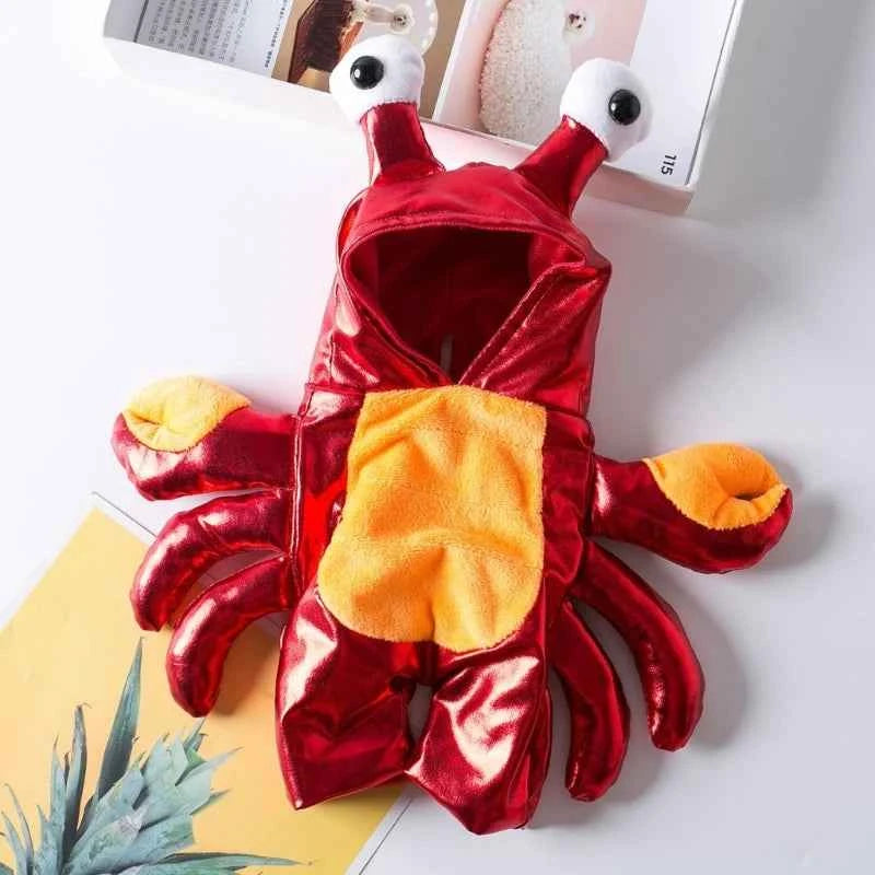 Adorable Cartoon Crab Pet Costume Animal Hoodie Warm Outfits Cloth Crab Theme Dog Halloween New Year Costume