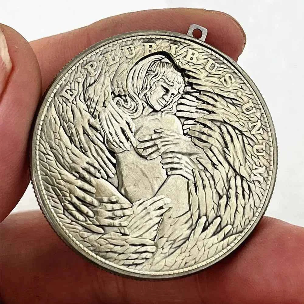 Mechanism Movable Coin Roman Booteen Queen 2pcs For Chose Hobo Nickel Morgan Dollar Amazing Art Creative Gift