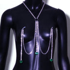 Dazzling Rhinestone Fringed Chest Chain & Love Heart Body Jewelry