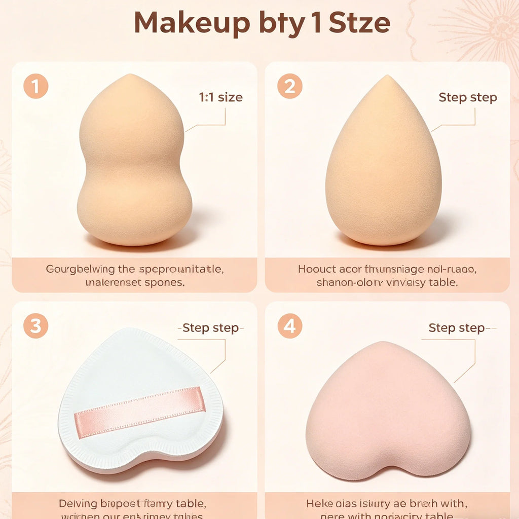 A 4-piece set of skin tone, multi-shade, and versatile makeup sponge kits, perfect for both dry and wet makeup applications.
