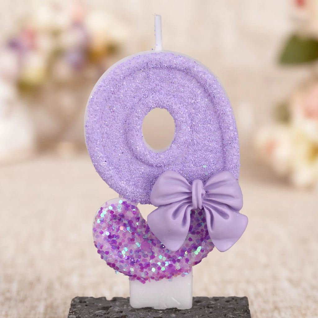 Digital candle purple bow birthday cake party candle birthday digital candle dinner candle