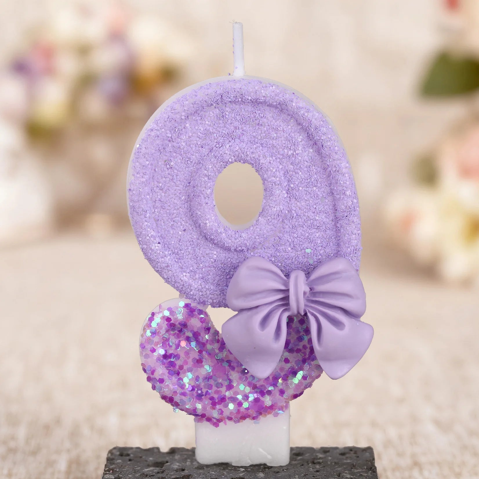 Digital candle purple bow birthday cake party candle birthday digital candle dinner candle