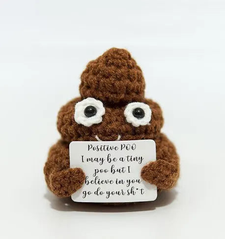 Portable Party Doll with Positive Card Holiday Funny Kids Adults Decoration Pocket Hug Poo Knitting Wool Gift Birthday Office - Big Tim's Magic Emporium