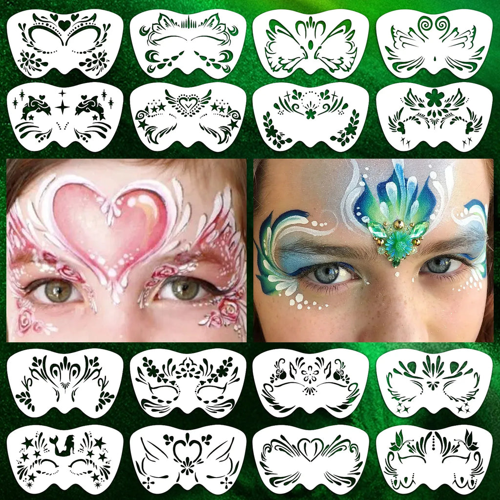 Face Paint Stencils Professional Body Art Paint Stencils Reusable For Adults Kids Easily Use Templates For Parties Makeup Tools