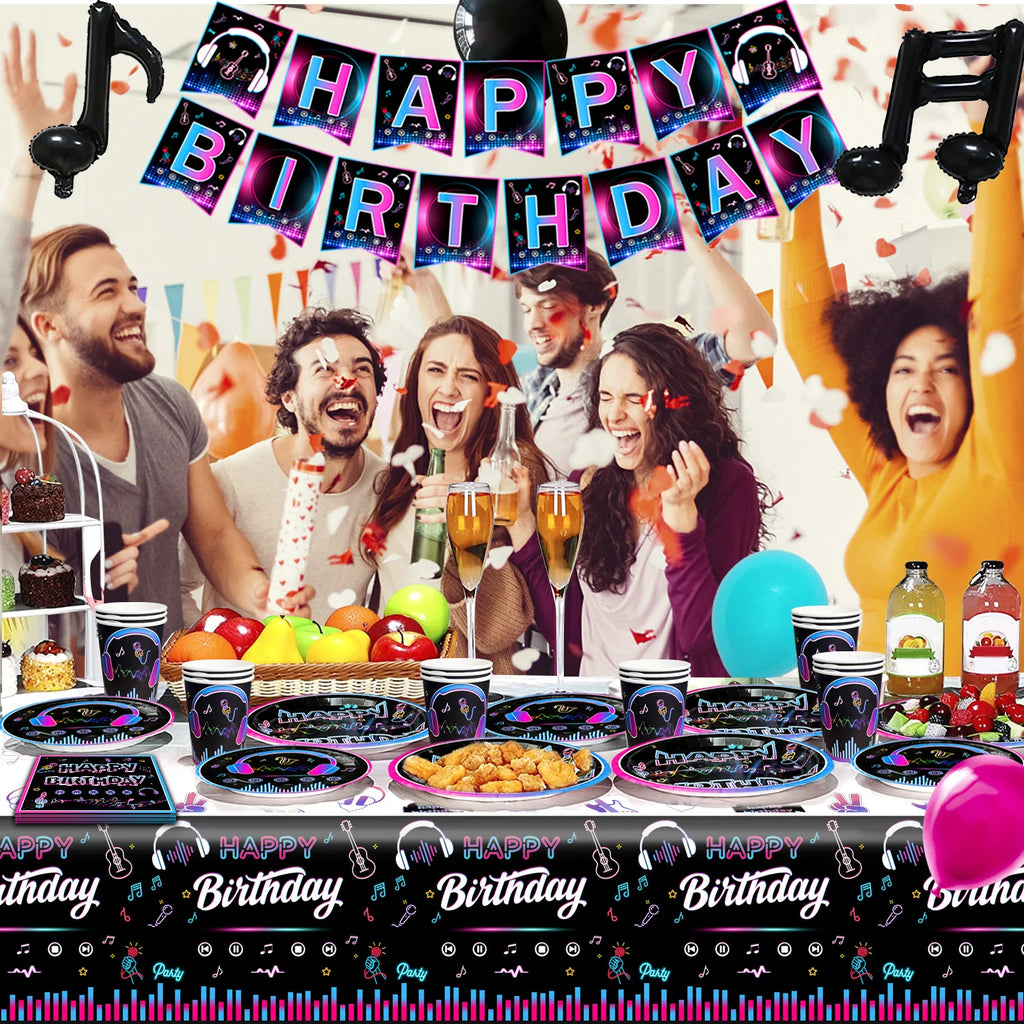 Tik Tok Party Supplies,93pcs Tiktok Party Decorations & Tableware Set - Tik Tok Party Cups,Napkins Backdrop etc Party Supplies - Big Tim's Magic Emporium