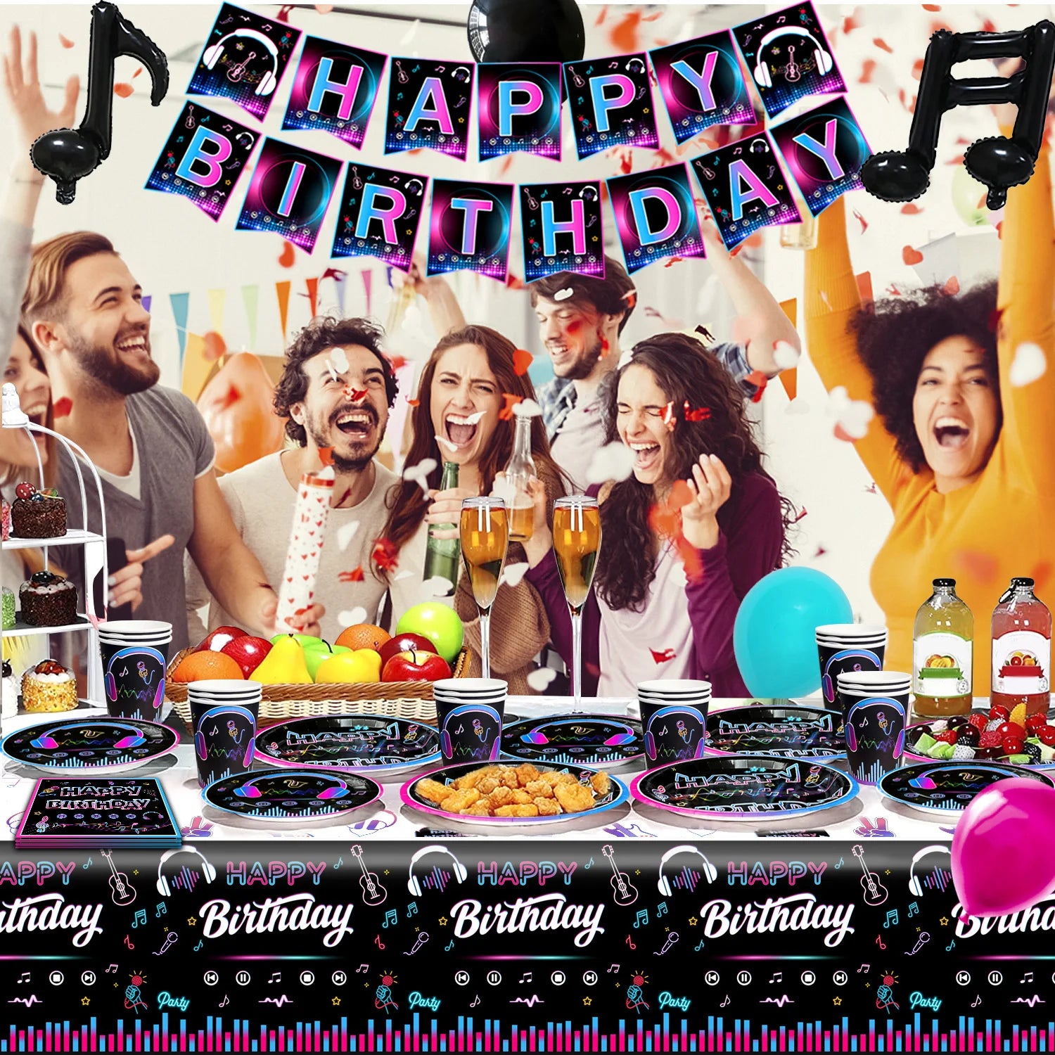 Tik Tok Party Supplies,93pcs Tiktok Party Decorations & Tableware Set - Tik Tok Party Cups,Napkins Backdrop etc Party Supplies - Big Tim's Magic Emporium