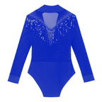 Men's Latin Salsa Sequin Tassel & Rhinestone V-Neck Performance Leotard Bodysuit