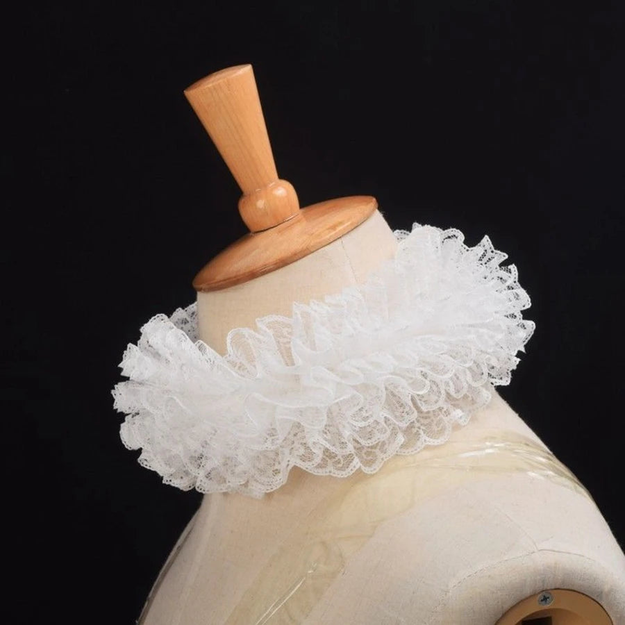 Victorian Collar Ruffle Neck Ruff Vintage Lace Clown Collars Tie Cosplay Accessories - Big Tim's Magic Emporium
