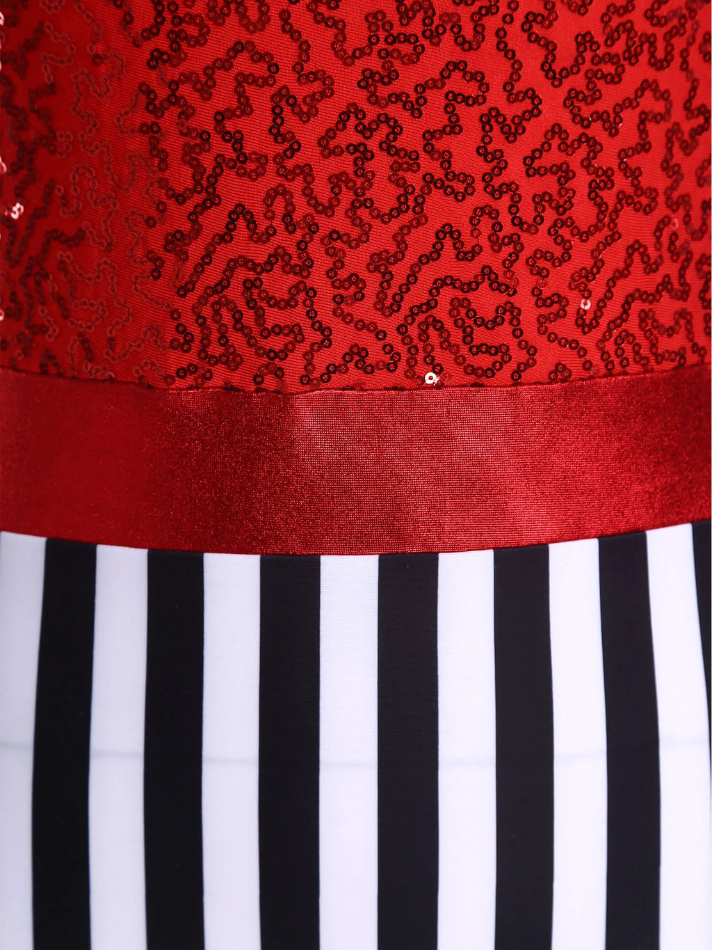 Circus Ringmaster Sequin Striped Bodysuit & Metallic Gloves 2-Piece Stage Costume Set
