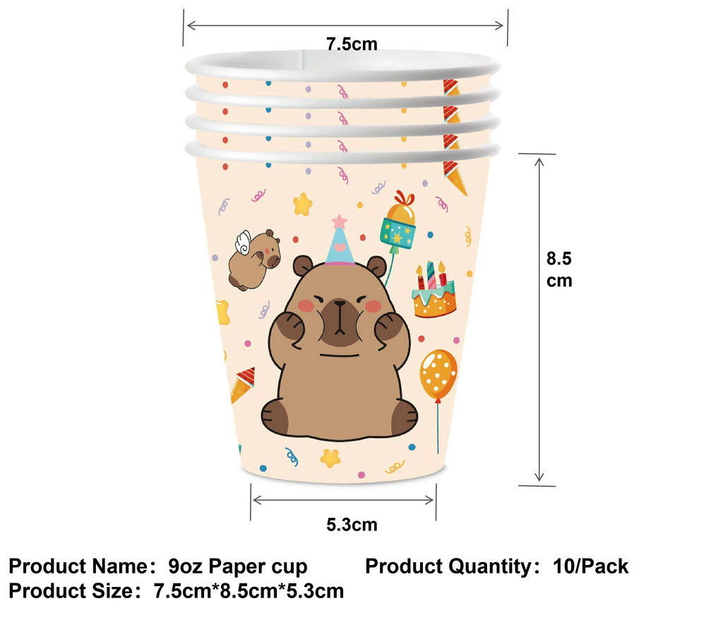 Cartoon Capybara Birthday Party Decoration Disposable Tableware Cup Plate Napkins Tablecloth Banner Baby Shower Birthday Party