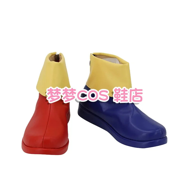 Pomni Clown Cosplay Shoes Red and Blue PU Leather Boots Halloween Carnival Cosplay Props Custom Made - Big Tim's Magic Emporium