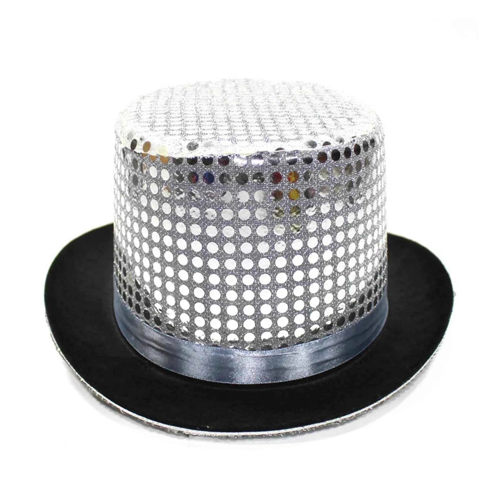 Magician Top Hat Jazz Sparkling Mirror Hat Male And Female Comedians Performing Hats Stage Lighting Focusing Hat