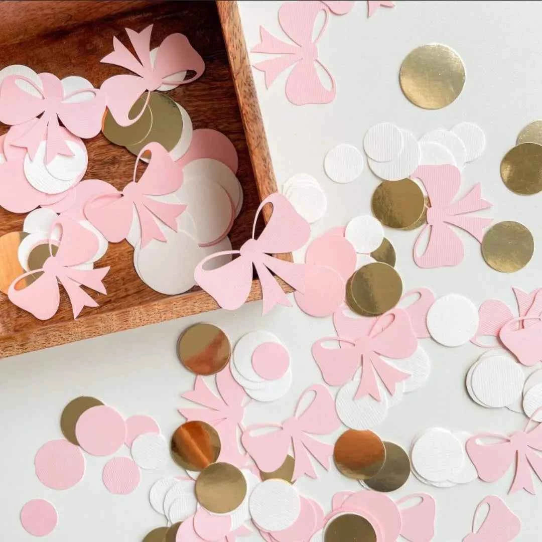 Birthday Party Confetti Decoration Paper Scraps Pink Bow Tie Girl Birthday Party Desktop Throwing Paper Scraps Decoration