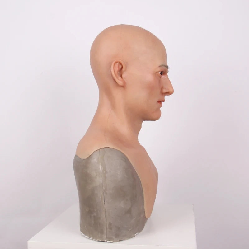 Men's full head silicone mask, party costume, role-playing, stage performance mask suitable for disguise use by Big Tim's Magic Emporium