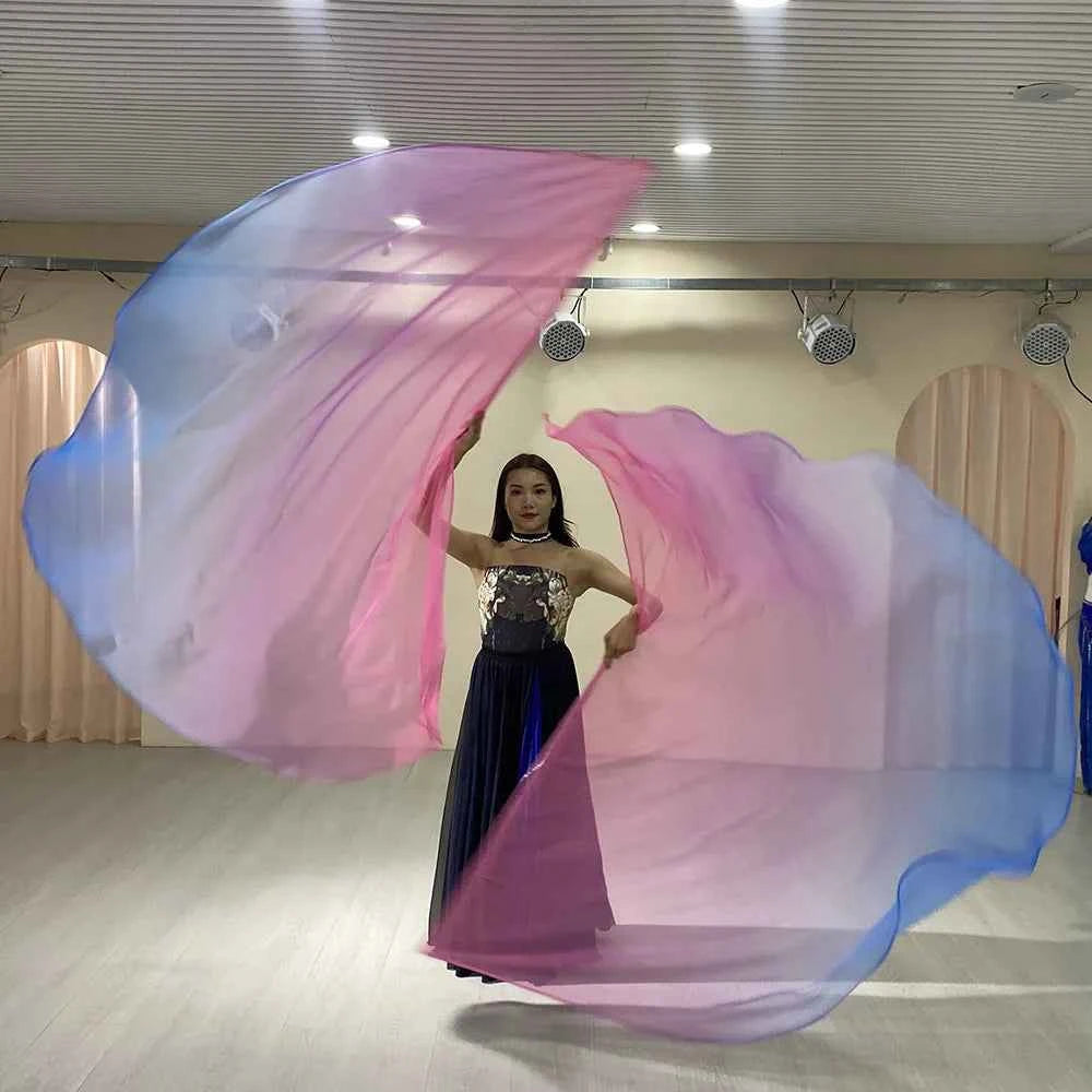 Belly Dance Props 1.9*1.4 Semi-Round Flags Colored Scarves Multi-Color With Telescopic Sticks Stage Performance Accessories New