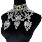 Oversized Glass Gemstone Choker Necklace & Earrings Drag Queen Stage Jewelry Set