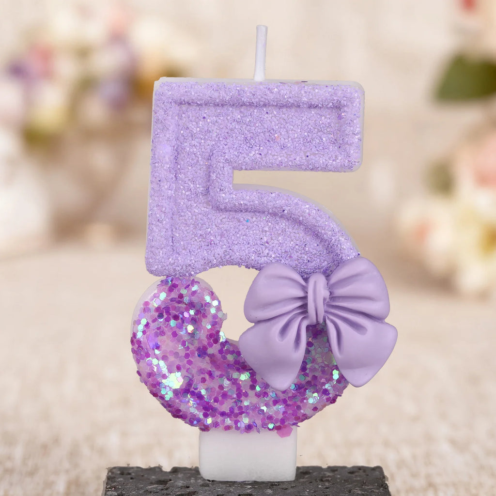 Digital candle purple bow birthday cake party candle birthday digital candle dinner candle