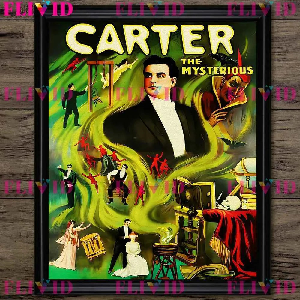 Whispers Of The Devil And The Magician Vintage Wall Art Canvsa Painting,Magician Promotional Vintage Poster And Print Home Decor